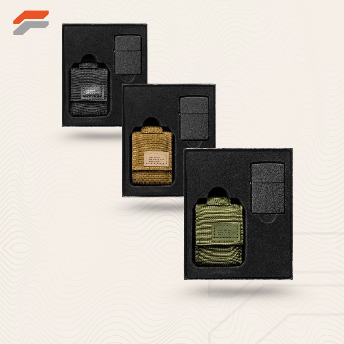 Zippo Modular Pouch And Black Crackle Lighter