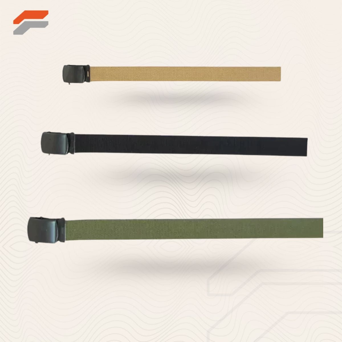 44" Cotton Web Belt, 12 Pack Black Buckle