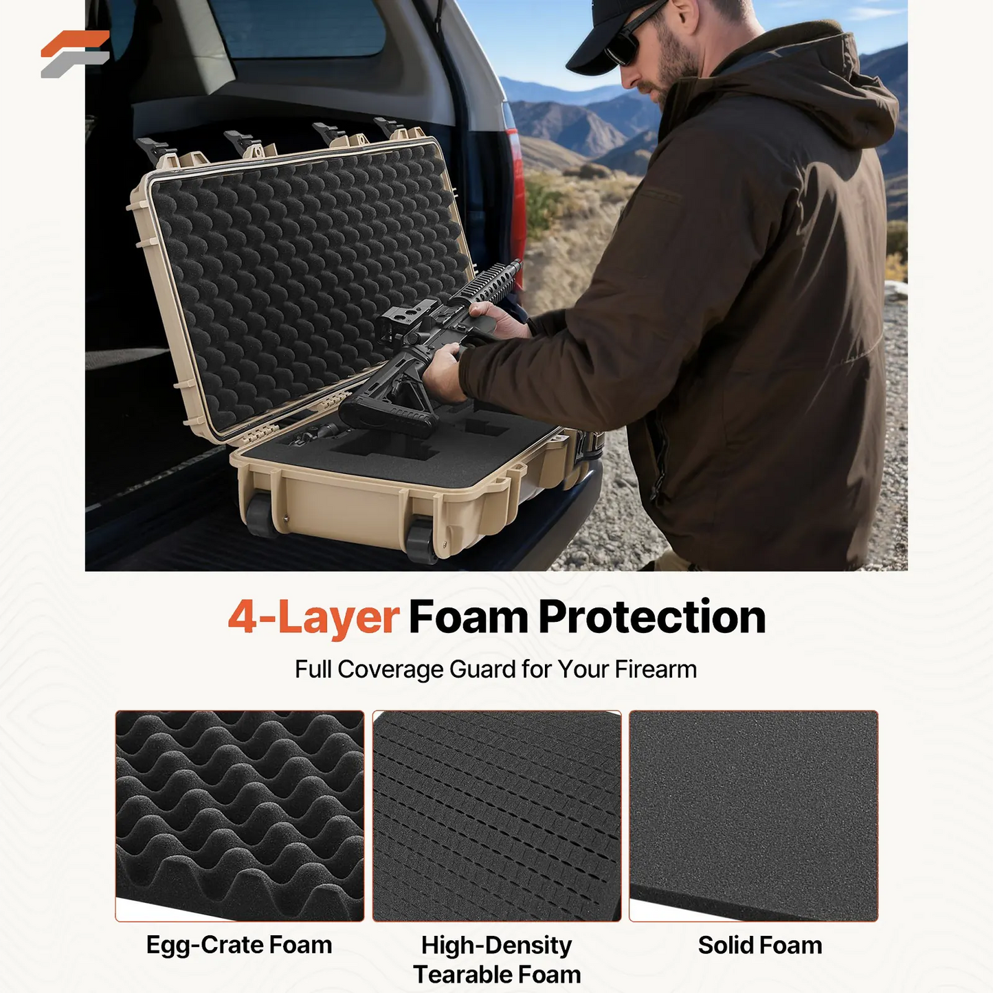 VEVOR Waterproof Hard Rifle Case with Pre-Cut Foam & Wheels for Secure Gun Storage