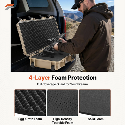 VEVOR Waterproof Hard Rifle Case with Pre-Cut Foam & Wheels for Secure Gun Storage