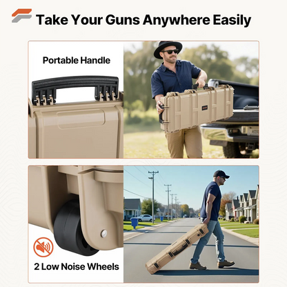VEVOR 40-Inch Lockable Hard Rifle Case with Waterproof Foams and Wheels for Rifles & Shotguns