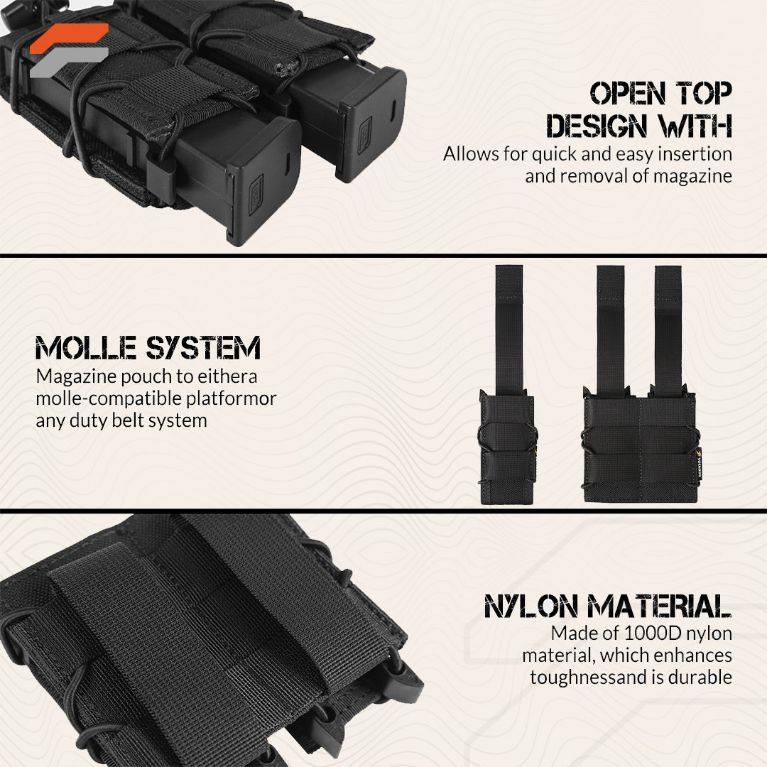 Adjustable Open-Top MOLLE Pistol Mag Pouch