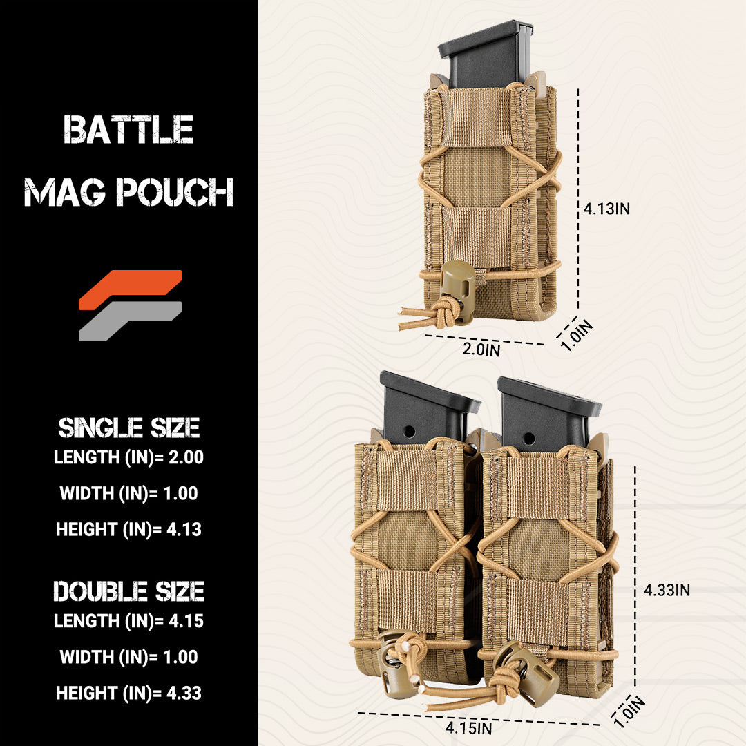 Adjustable Open-Top MOLLE Pistol Mag Pouch