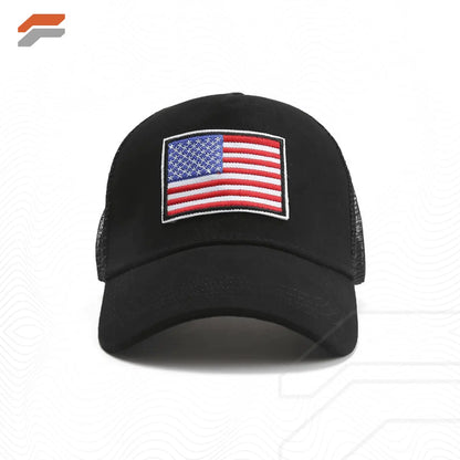 Patriotic American Flag Trucker Hat with Adjustable Strap