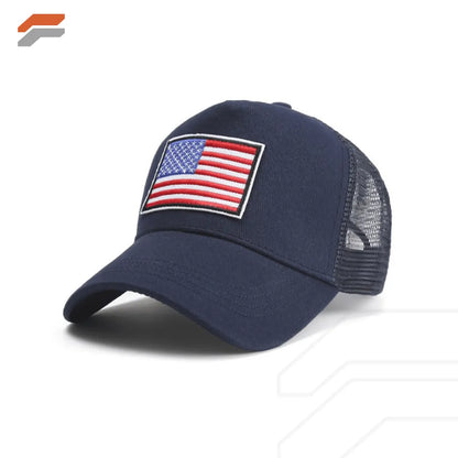 Patriotic American Flag Trucker Hat with Adjustable Strap