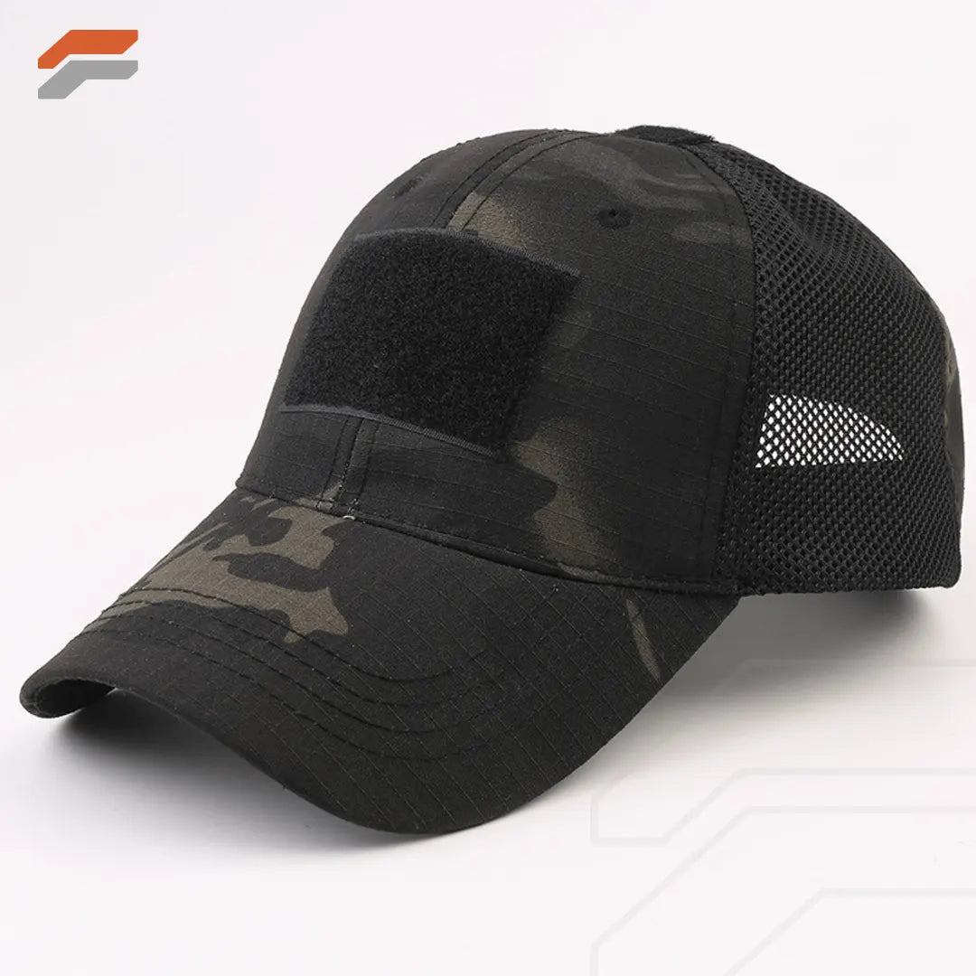 Military-Style Tactical Patch Hat with Adjustable Strap