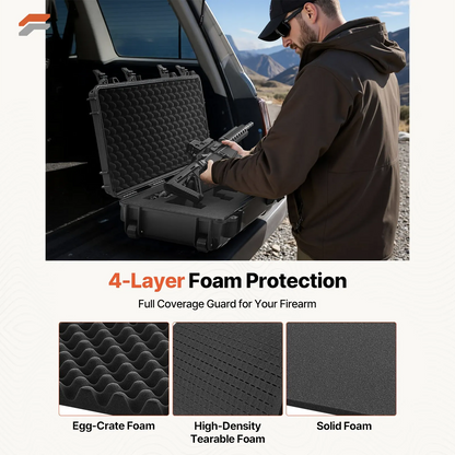Durable Lockable Rifle Case with Custom Foam Inserts, Water and Dust Resistant Design