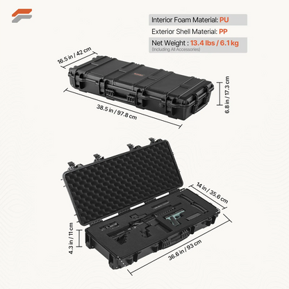 Durable Lockable Rifle Case with Custom Foam Inserts, Water and Dust Resistant Design