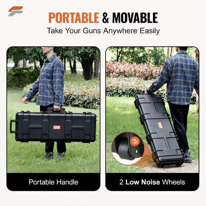 VEVOR Heavy-Duty Tactical Range Case with 3-Layer Foam & Durable Wheels for Waterproof Protection