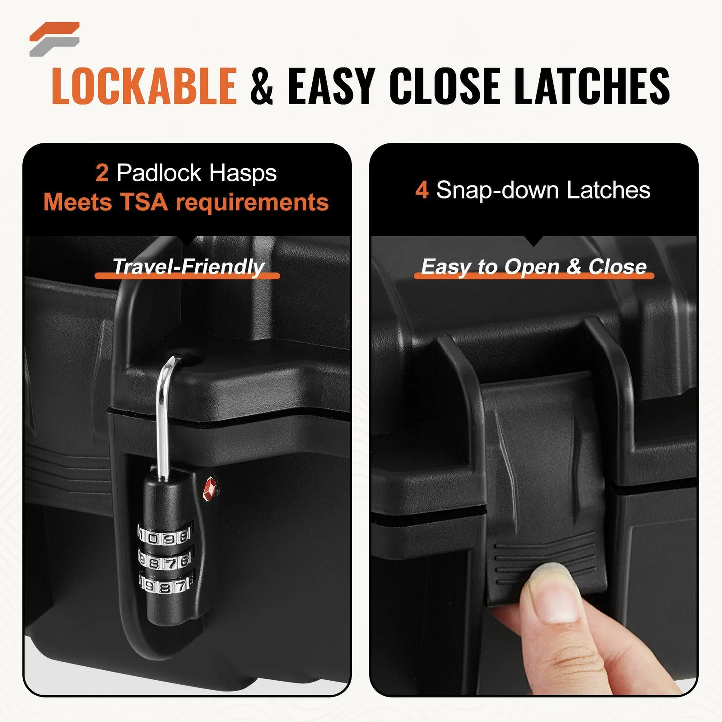 VEVOR Heavy-Duty Tactical Range Case with 3-Layer Foam & Durable Wheels for Waterproof Protection