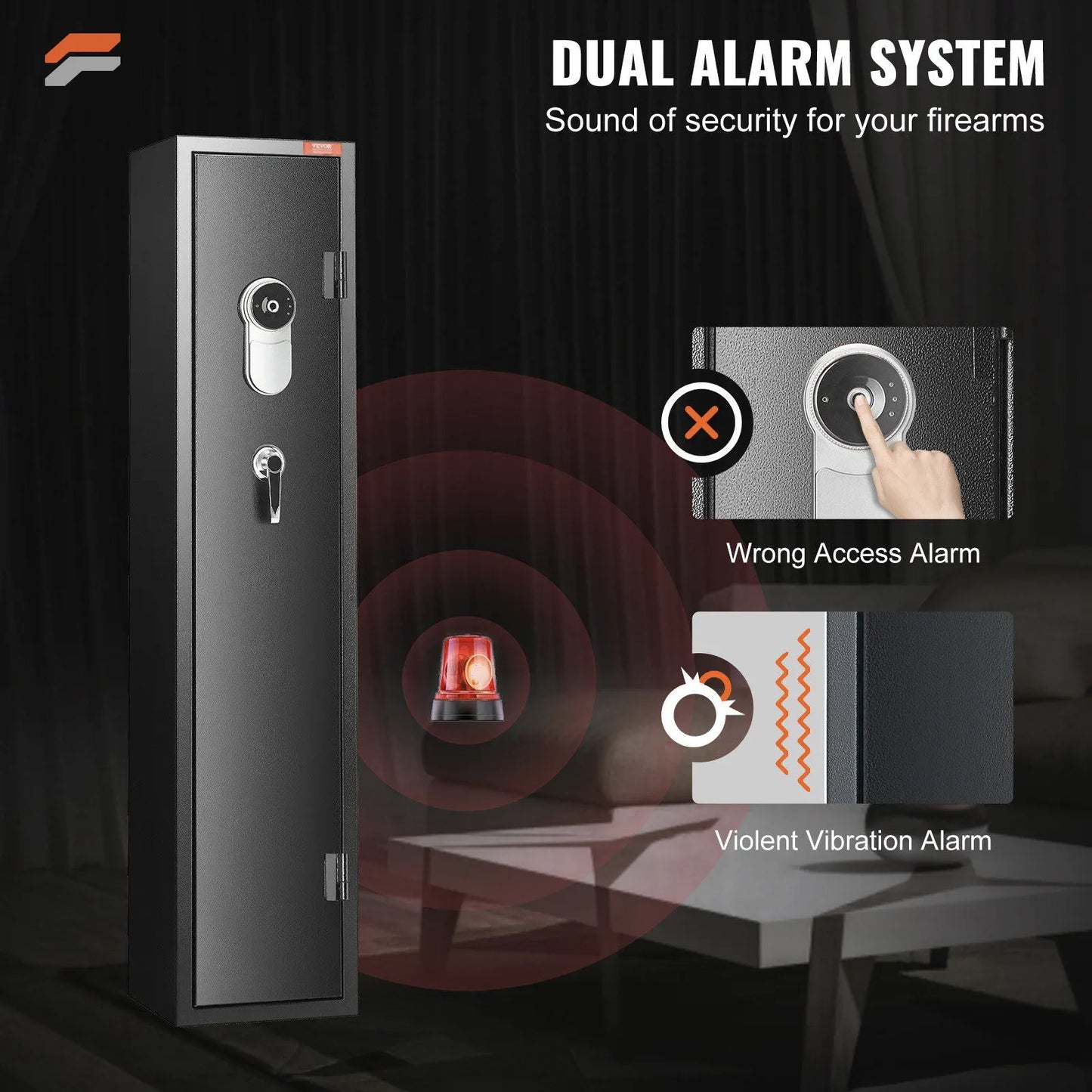 VEVOR Fingerprint-Enabled Rifle Safe with Quick Access for Shotguns, Pistol Rack & Removable Shelf