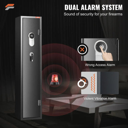 VEVOR Fingerprint-Enabled Rifle Safe with Quick Access for Shotguns, Pistol Rack & Removable Shelf