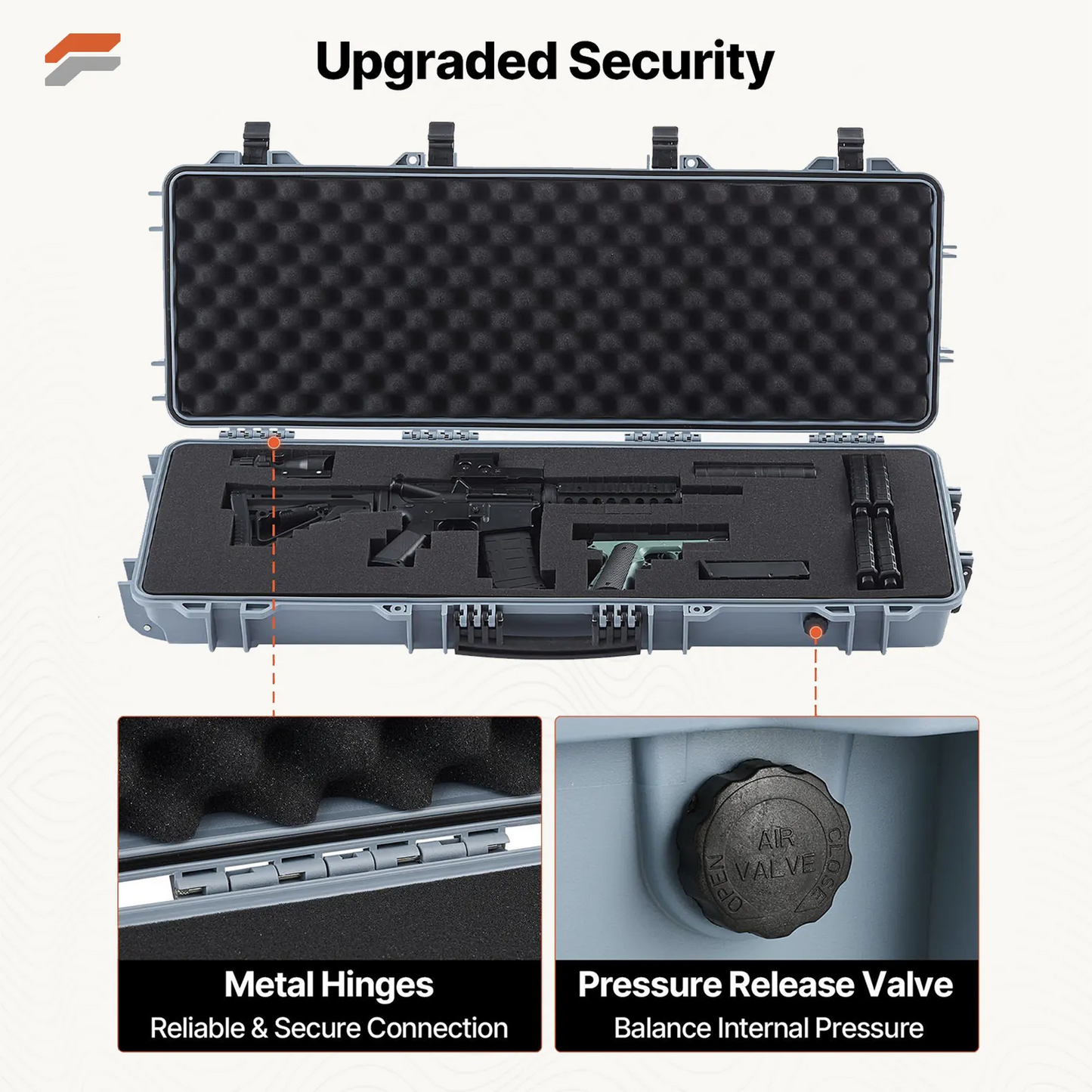 Heavy-Duty Lockable Rifle Case with Wheels and Pre-Cut Foam - IP67 Waterproof Gun Storage