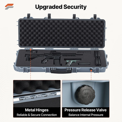 Heavy-Duty Lockable Rifle Case with Wheels and Pre-Cut Foam - IP67 Waterproof Gun Storage