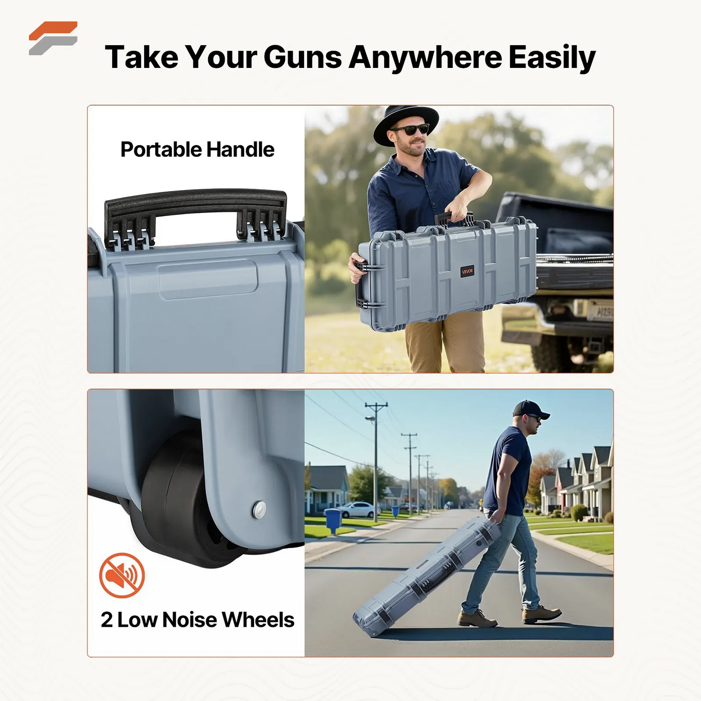 Heavy-Duty Lockable Rifle Case with Wheels and Pre-Cut Foam - IP67 Waterproof Gun Storage