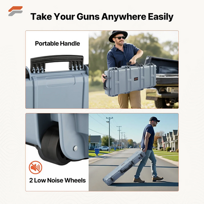 Heavy-Duty Lockable Rifle Case with Wheels and Pre-Cut Foam - IP67 Waterproof Gun Storage