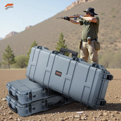 Heavy-Duty Lockable Rifle Case with Wheels and Pre-Cut Foam - IP67 Waterproof Gun Storage