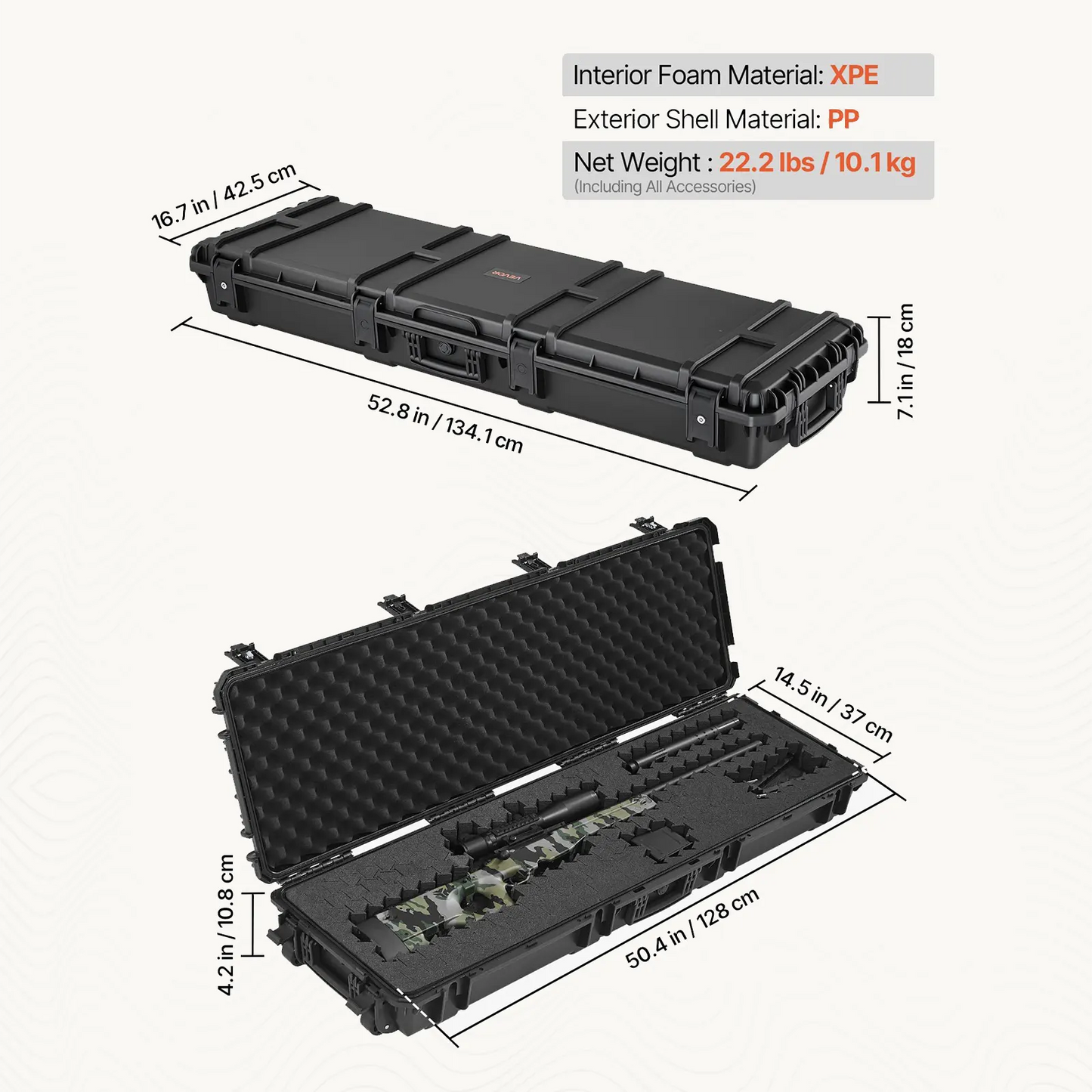 Heavy-Duty Lockable Rifle Storage Case with Detachable Foam for Secure Gun Transport