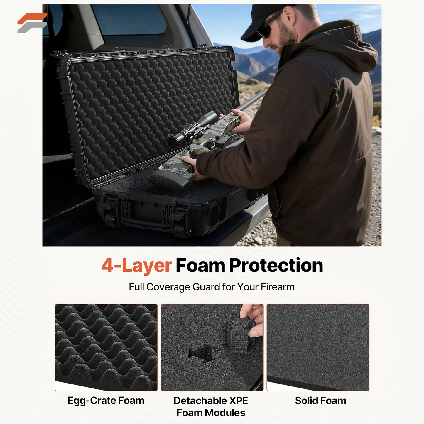 VEVOR Waterproof Hard Rifle Case with Wheels - Lockable Gun Storage for Shotguns and Airsoft Guns, 40 in with Pre-Cut Foam