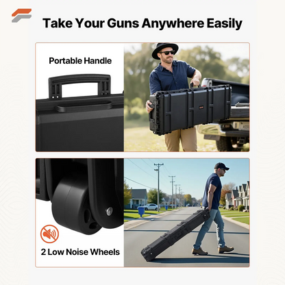 VEVOR Waterproof Hard Rifle Case with Wheels - Lockable Gun Storage for Shotguns and Airsoft Guns, 40 in with Pre-Cut Foam