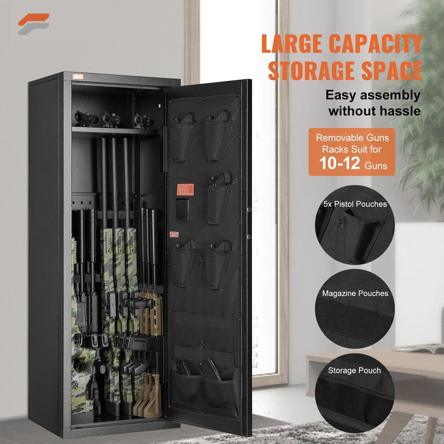 Heavy-Duty VEVOR Rifle Safe with Digital Keypad & Quick Access - Tall Gun Storage Cabinet for Home Protection