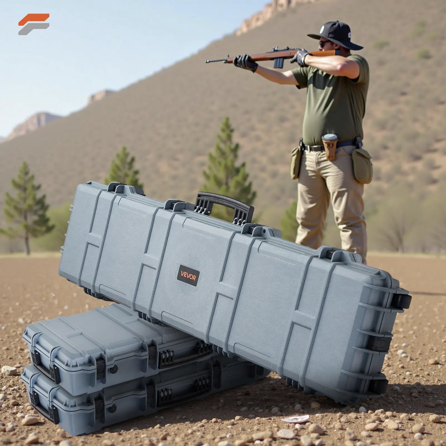 Waterproof Lockable Hard Rifle Case with Custom Foam Inserts - 50 Inch Gun Storage with Wheels