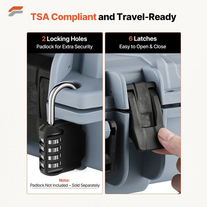 Waterproof Lockable Hard Rifle Case with Custom Foam Inserts - 50 Inch Gun Storage with Wheels