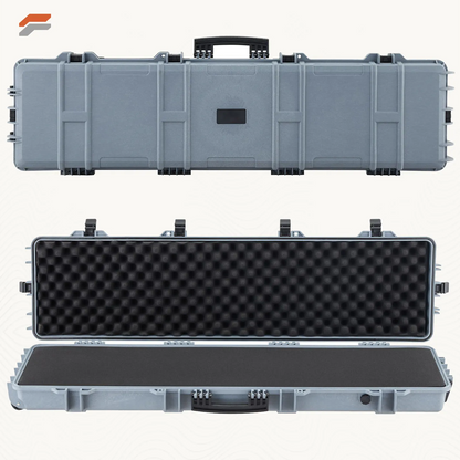 Waterproof Lockable Hard Rifle Case with Custom Foam Inserts - 50 Inch Gun Storage with Wheels