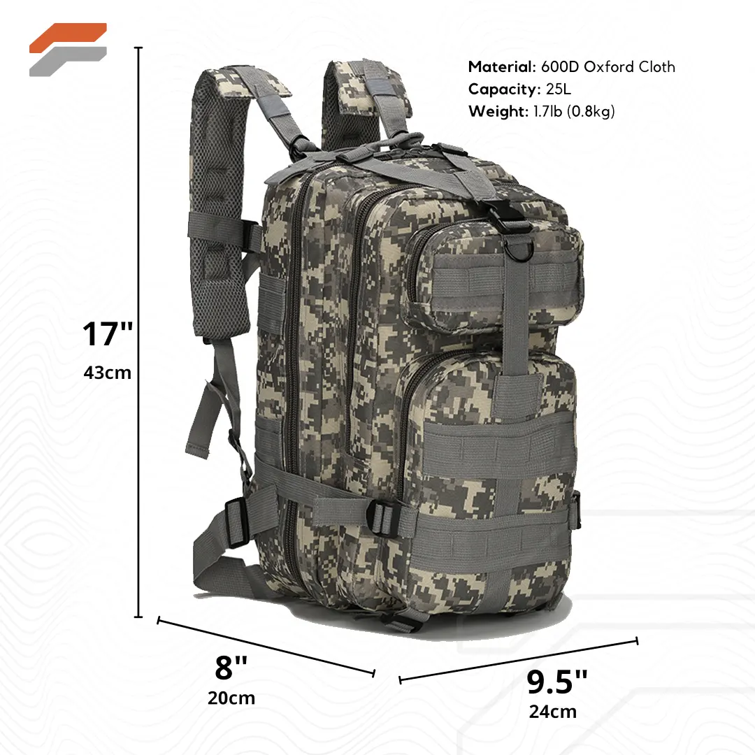 Military Tactical 25L Backpack - MOLLE Assault Pack – FS9 Tactical