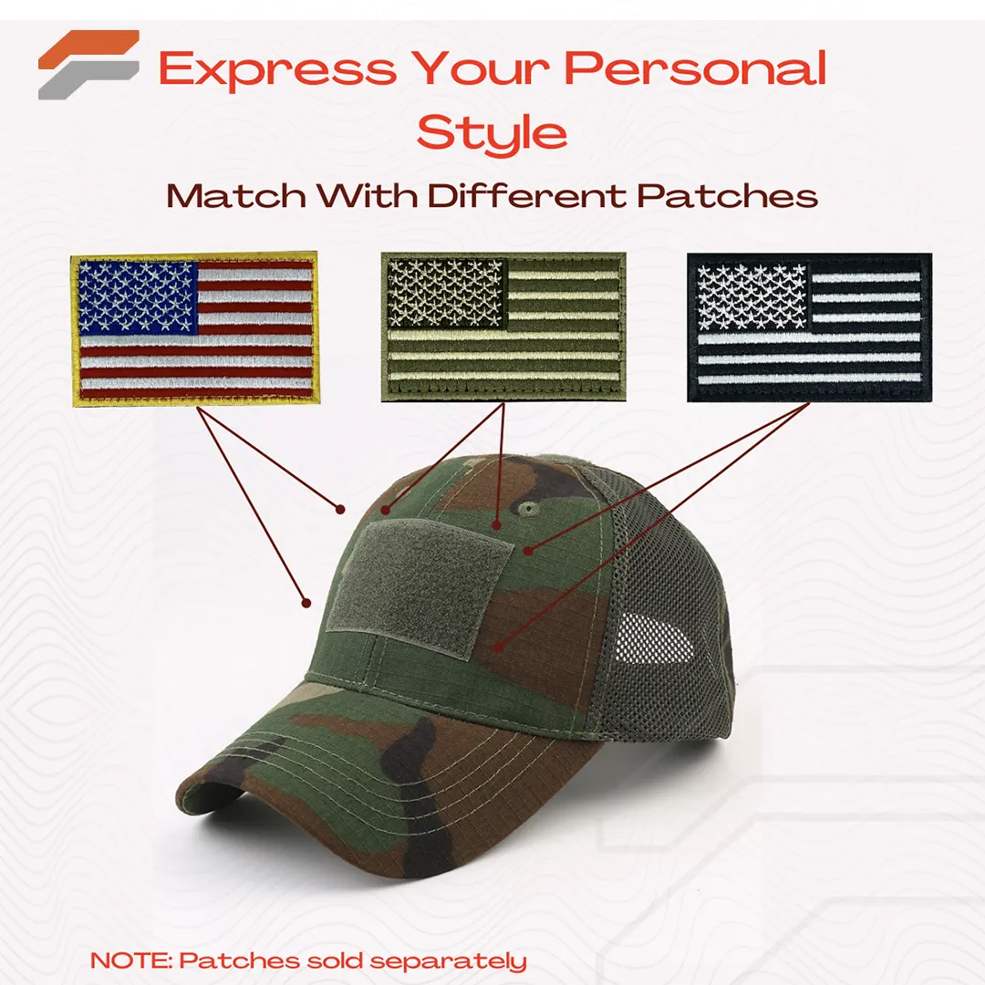 Military-Style Tactical Patch Hat with Adjustable Strap