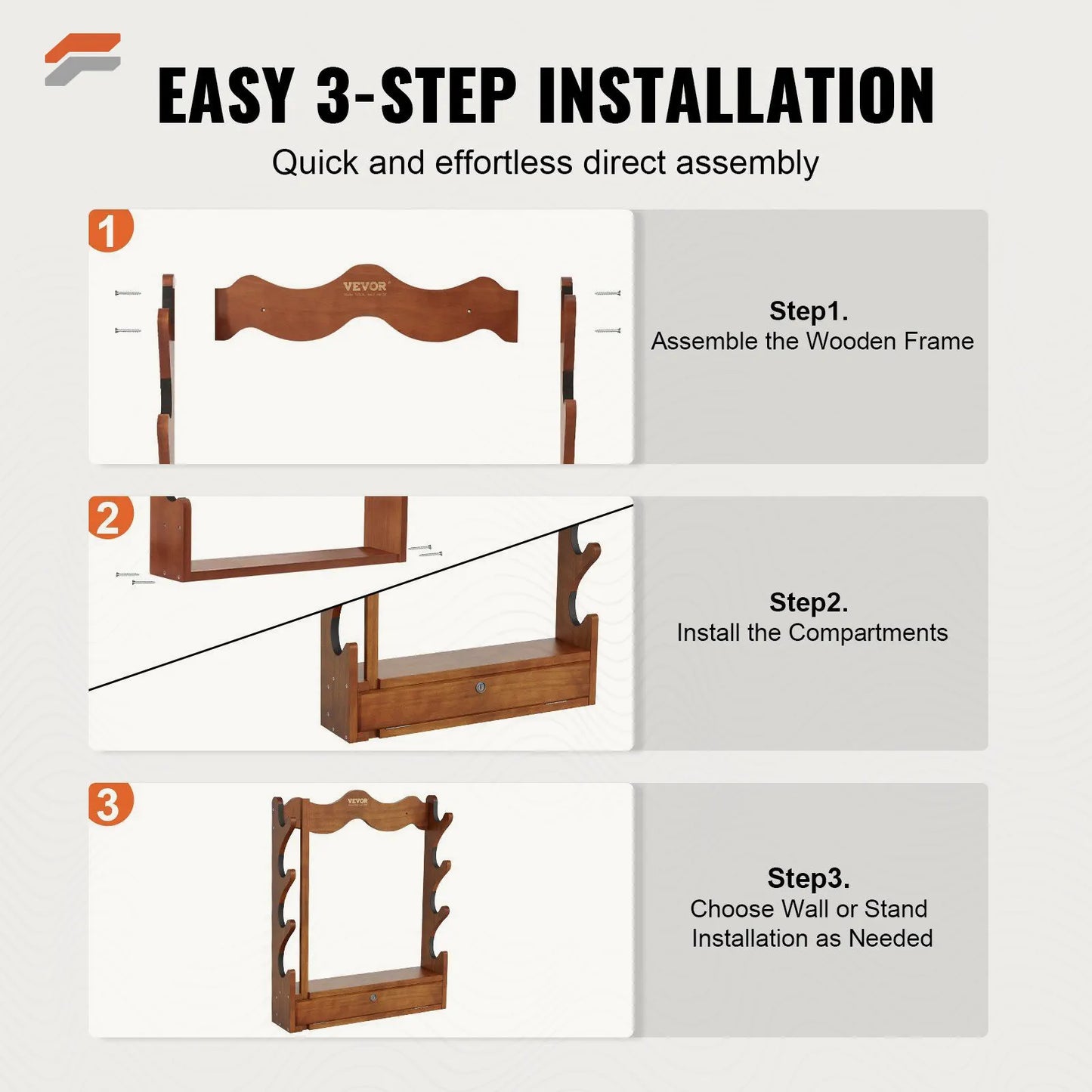 Heavy Duty Wall Mounted Gun Rack for 4 Rifles and Shotguns - VEVOR Wooden Display Storage
