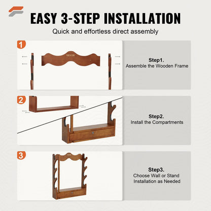 Heavy Duty Wall Mounted Gun Rack for 4 Rifles and Shotguns - VEVOR Wooden Display Storage