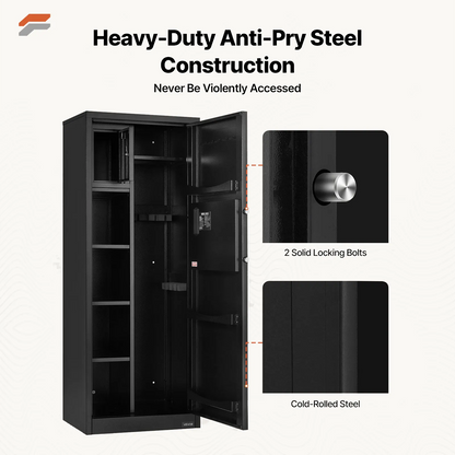 VEVOR Secure 6-Rifle Gun Safe with Fingerprint & Digital Keypad Access