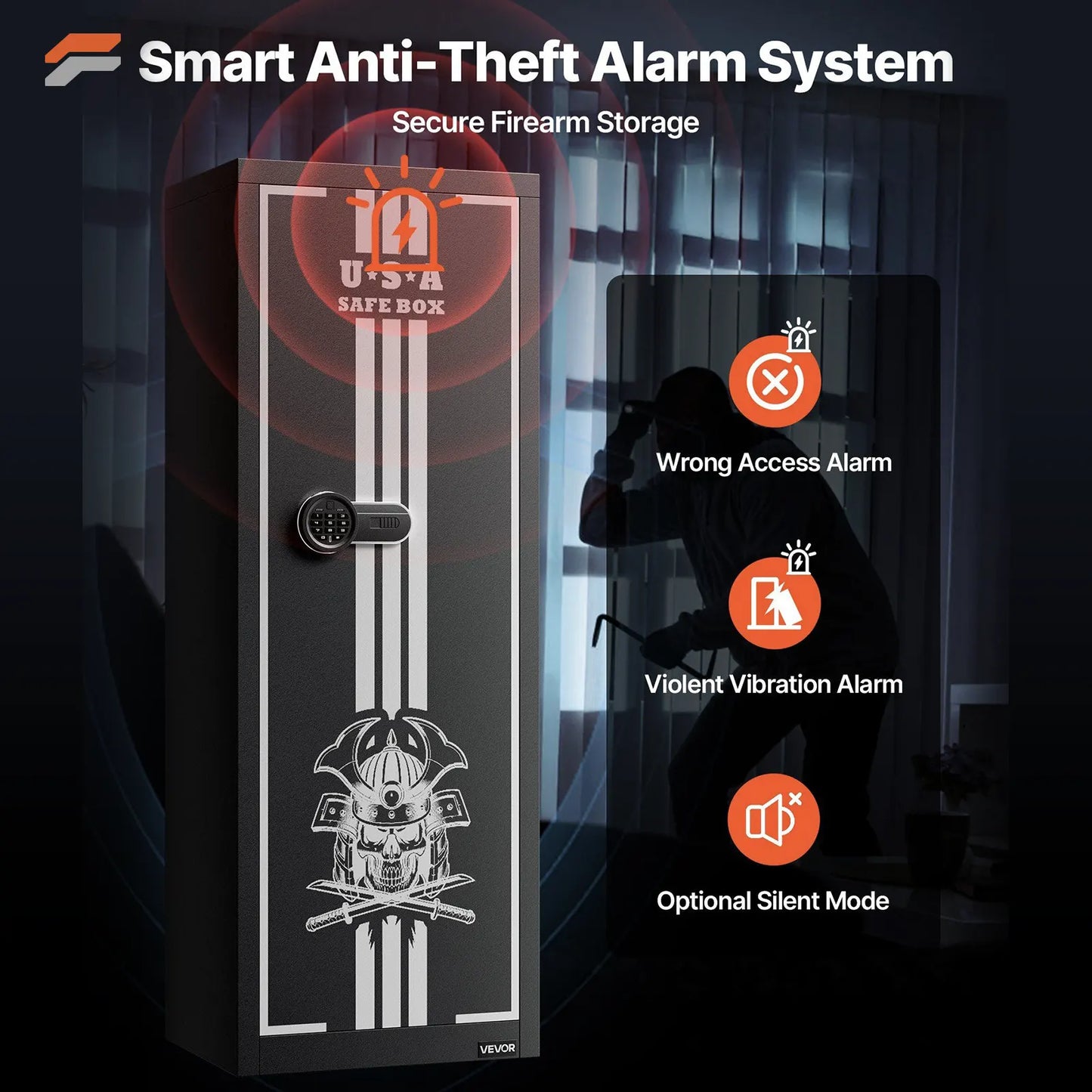 VEVOR Secure 6-Rifle Gun Safe with Fingerprint & Digital Keypad Access