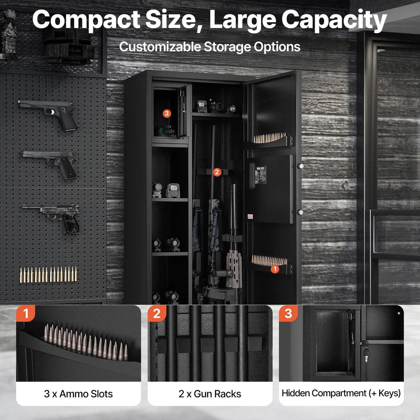 VEVOR Secure 6-Rifle Gun Safe with Fingerprint & Digital Keypad Access