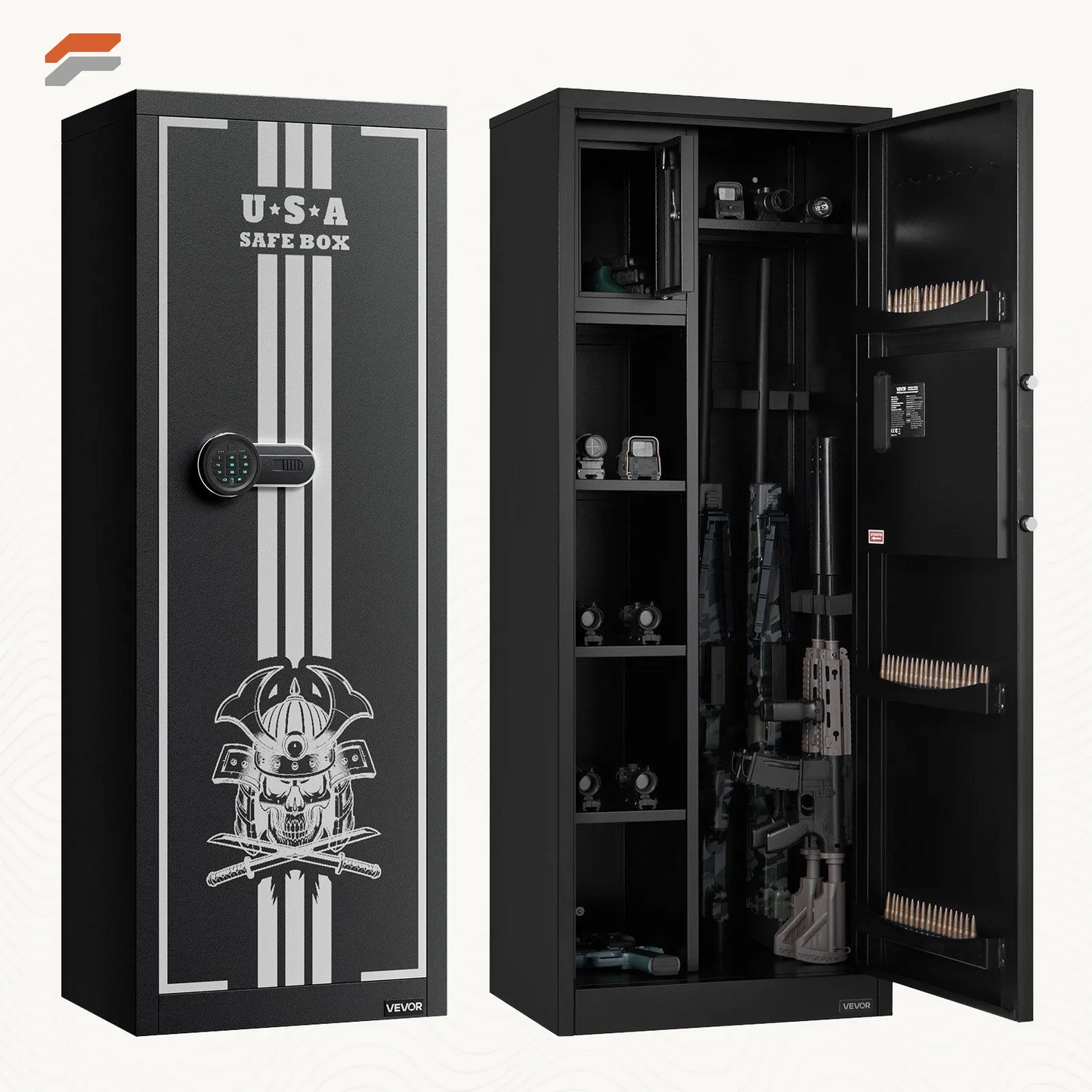 VEVOR Secure 6-Rifle Gun Safe with Fingerprint & Digital Keypad Access