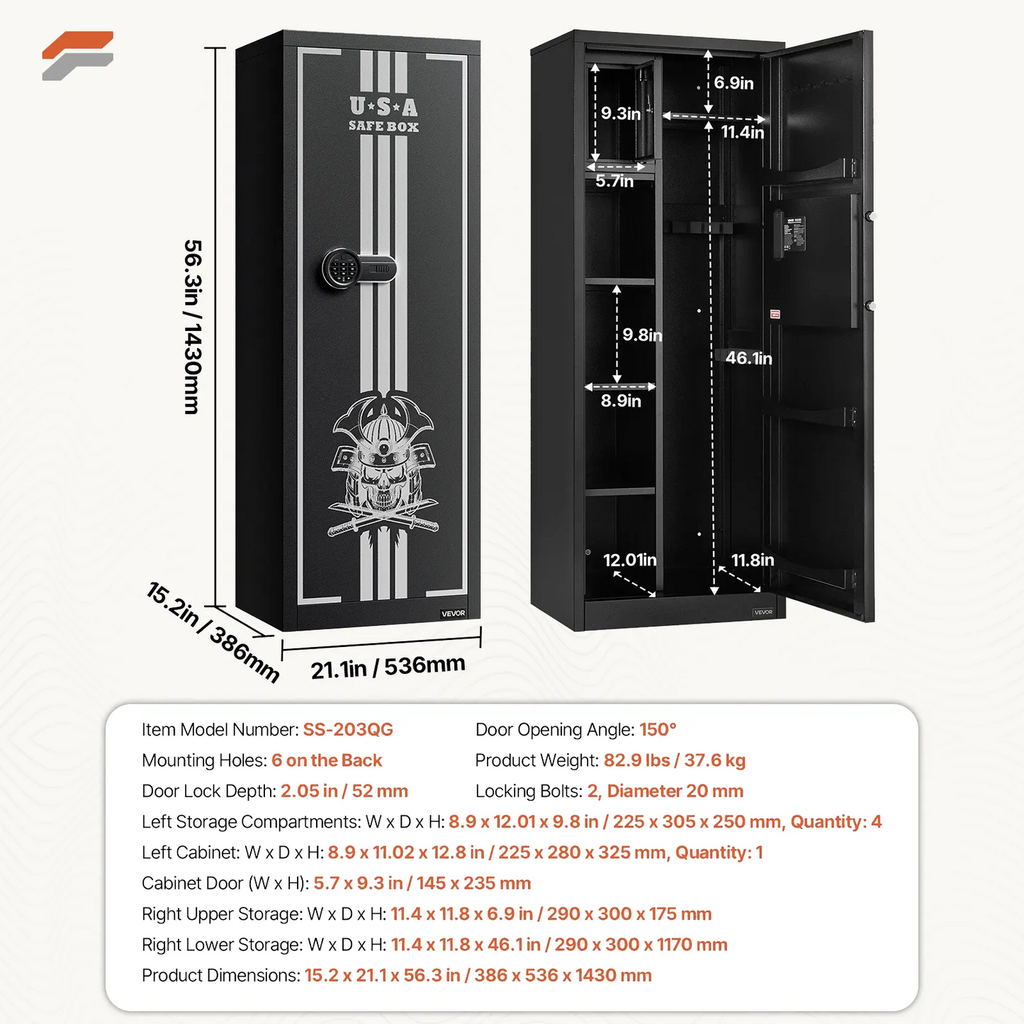 VEVOR Secure 6-Rifle Gun Safe with Fingerprint & Digital Keypad Access