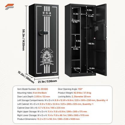 VEVOR Secure 6-Rifle Gun Safe with Fingerprint & Digital Keypad Access