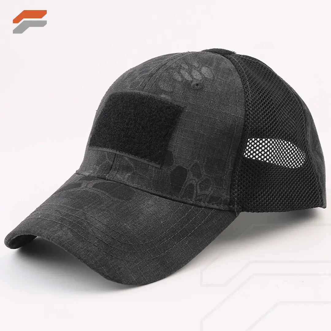 Military-Style Tactical Patch Hat with Adjustable Strap