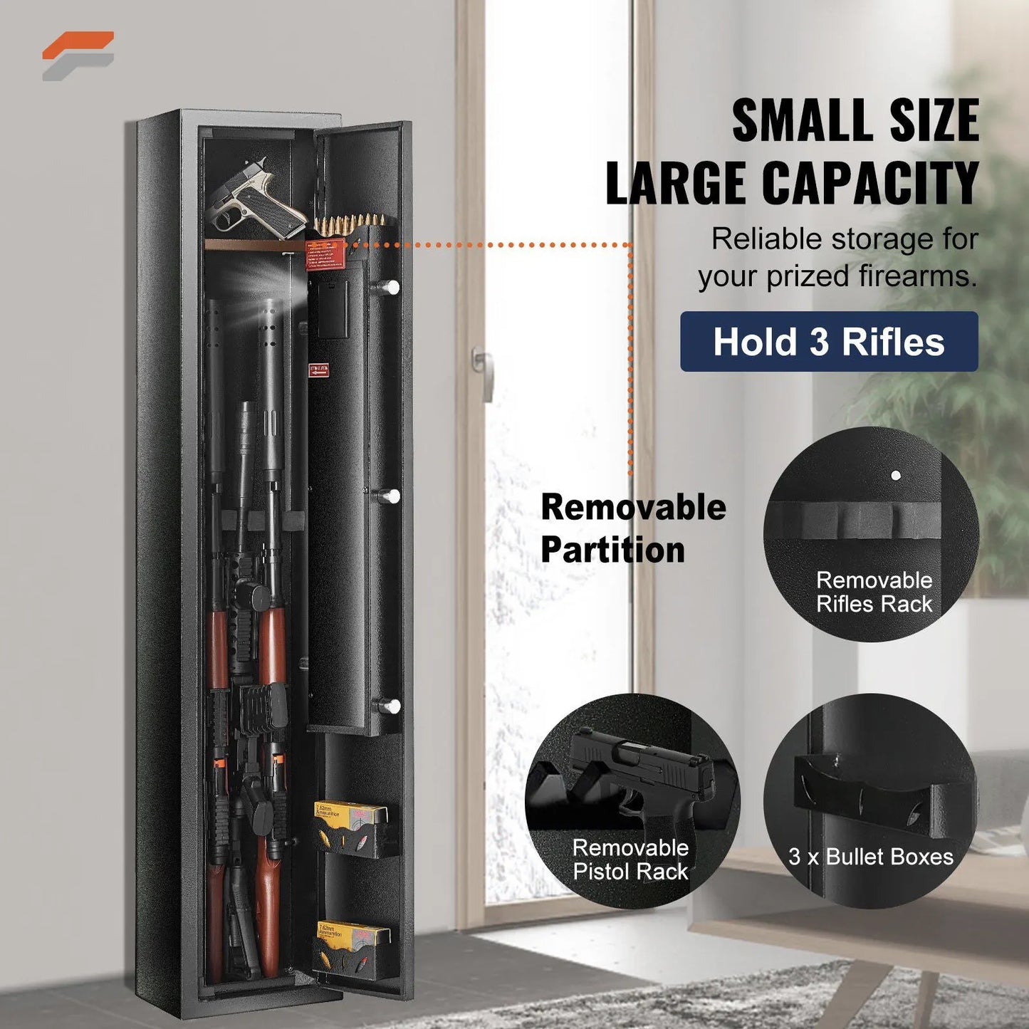 VEVOR Quick Access Gun Safe with Digital Keypad, Removable Shelf & Pistol Rack for Home Security