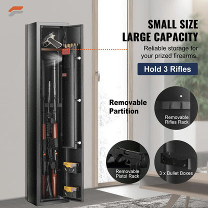 VEVOR Quick Access Gun Safe with Digital Keypad, Removable Shelf & Pistol Rack for Home Security