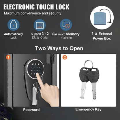 VEVOR Quick Access Gun Safe with Digital Keypad, Removable Shelf & Pistol Rack for Home Security