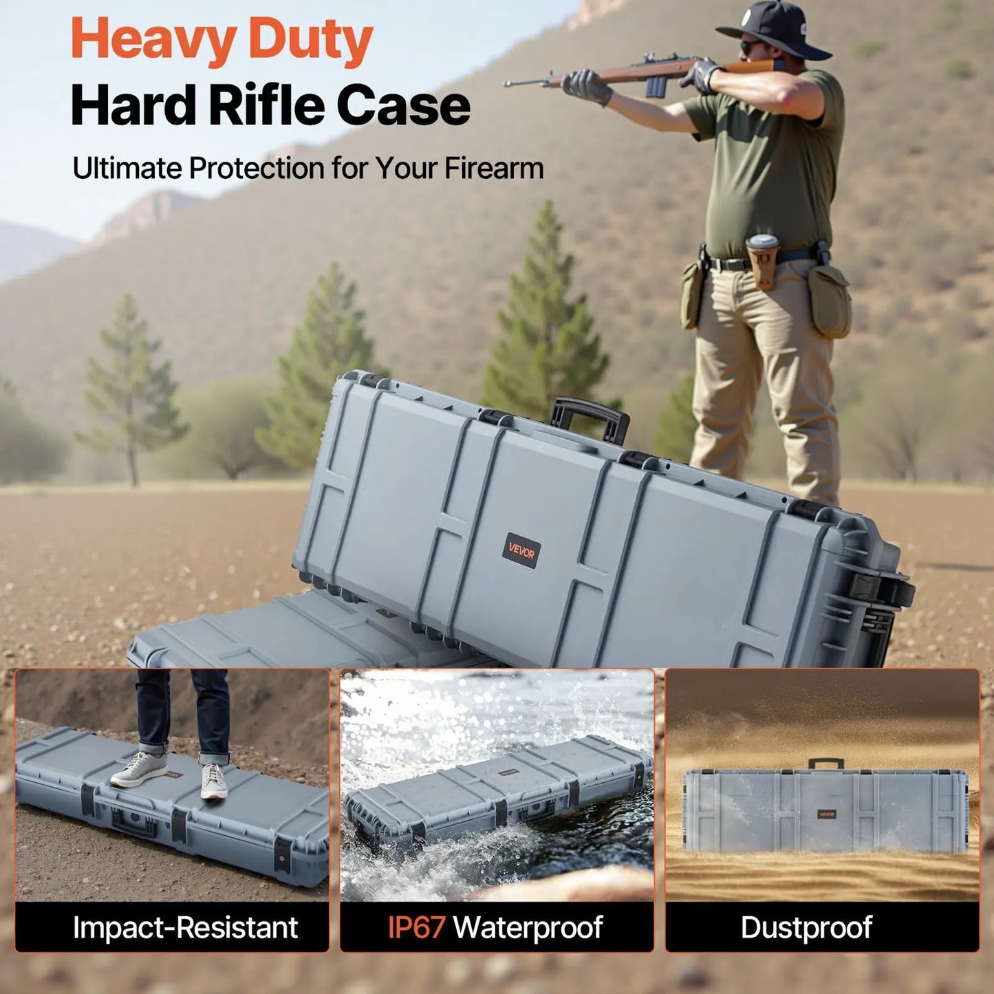 Heavy-Duty Lockable Gun Storage Case for Rifles & Shotguns - 52 inch Waterproof Design