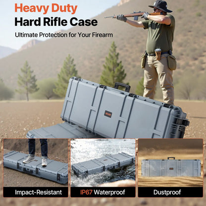 Durable 36-inch Lockable Rifle Case with Pre-cut Foam & Wheels - Waterproof & Dustproof Design