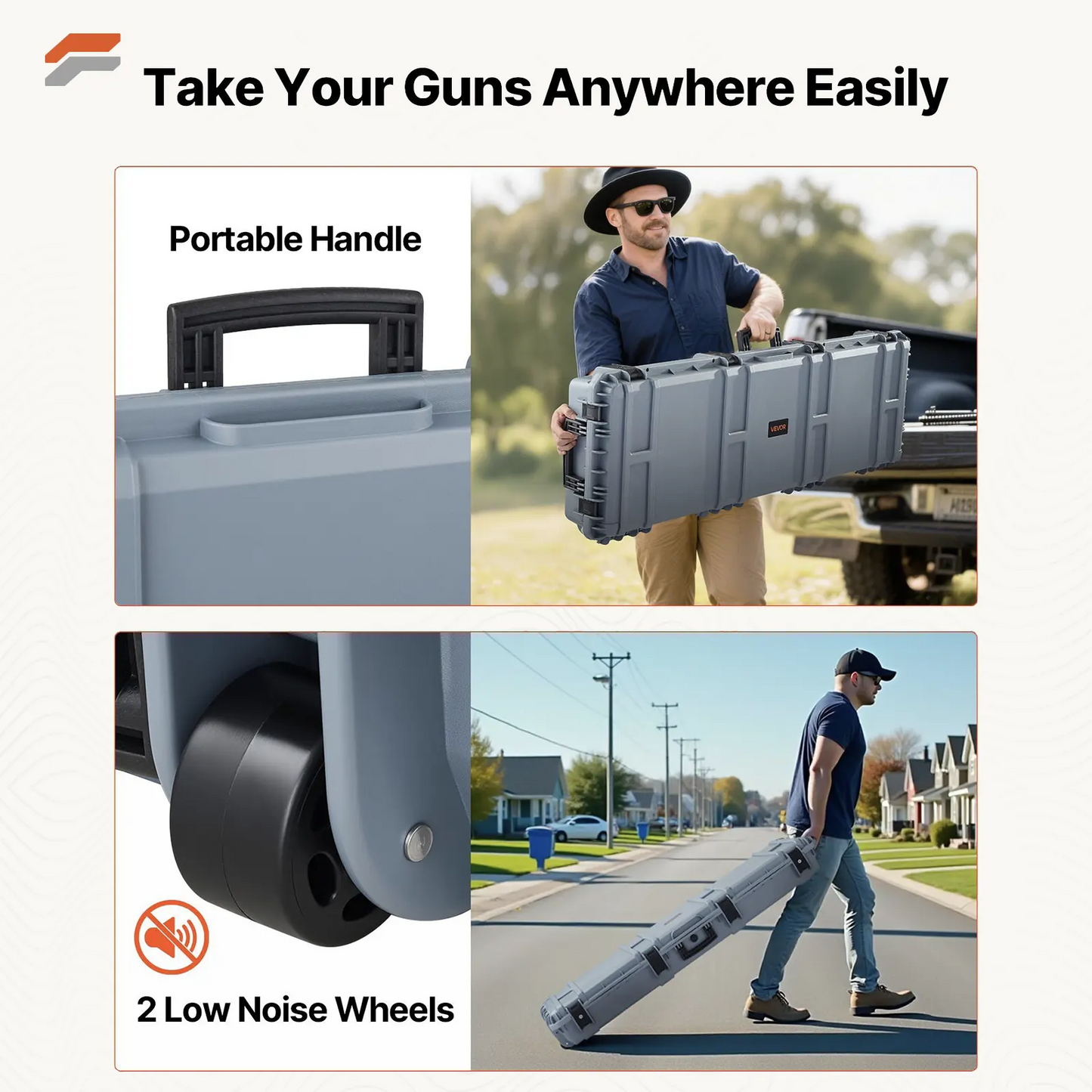 Durable 36-inch Lockable Rifle Case with Pre-cut Foam & Wheels - Waterproof & Dustproof Design