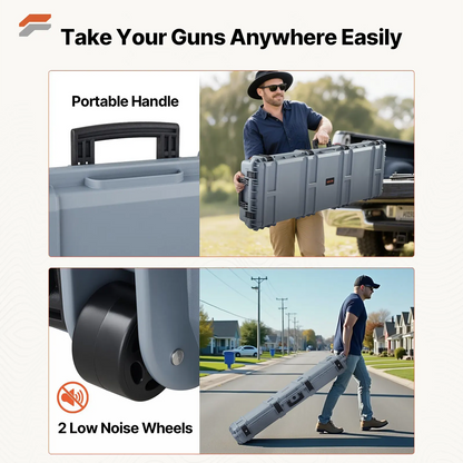 Durable 36-inch Lockable Rifle Case with Pre-cut Foam & Wheels - Waterproof & Dustproof Design