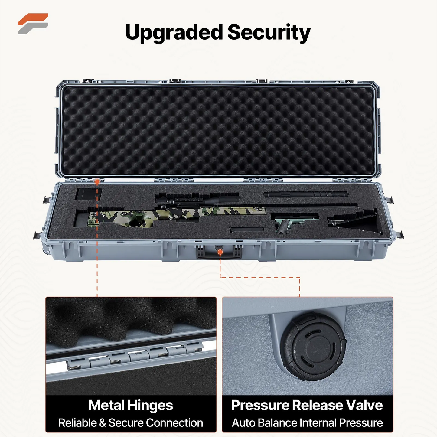 Durable 36-inch Lockable Rifle Case with Pre-cut Foam & Wheels - Waterproof & Dustproof Design