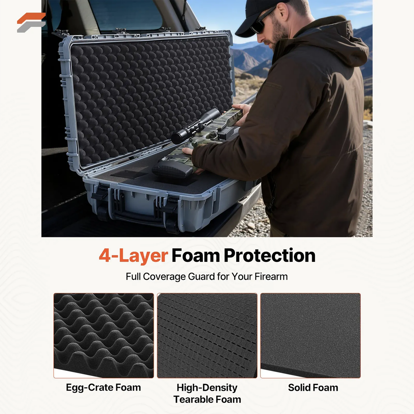 Durable 36-inch Lockable Rifle Case with Pre-cut Foam & Wheels - Waterproof & Dustproof Design