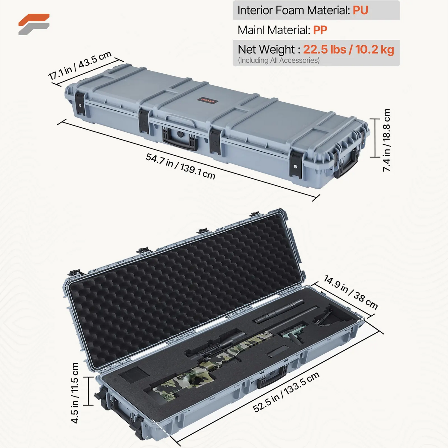 Durable 36-inch Lockable Rifle Case with Pre-cut Foam & Wheels - Waterproof & Dustproof Design