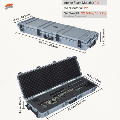 Durable 36-inch Lockable Rifle Case with Pre-cut Foam & Wheels - Waterproof & Dustproof Design